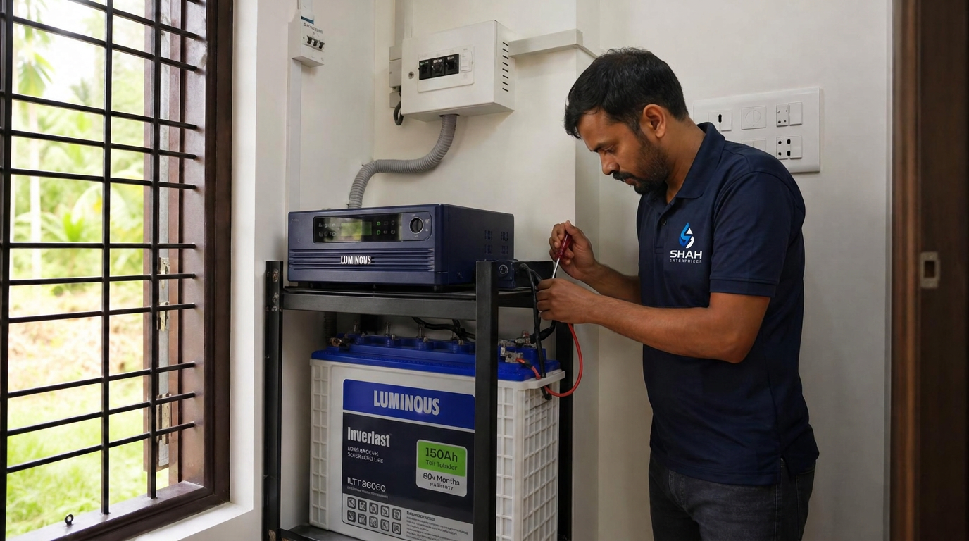 Wall-mounted sine-wave inverter with tubular batteries