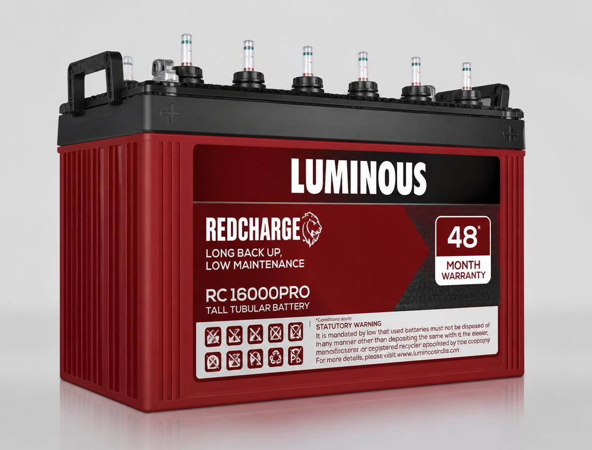Luminous RedCharge Tubular 150Ah — SHAH ENTERPRISES Mangalore Luminous RedCharge Tubular 150Ah battery available at SHAH ENTERPRISES Mangalore